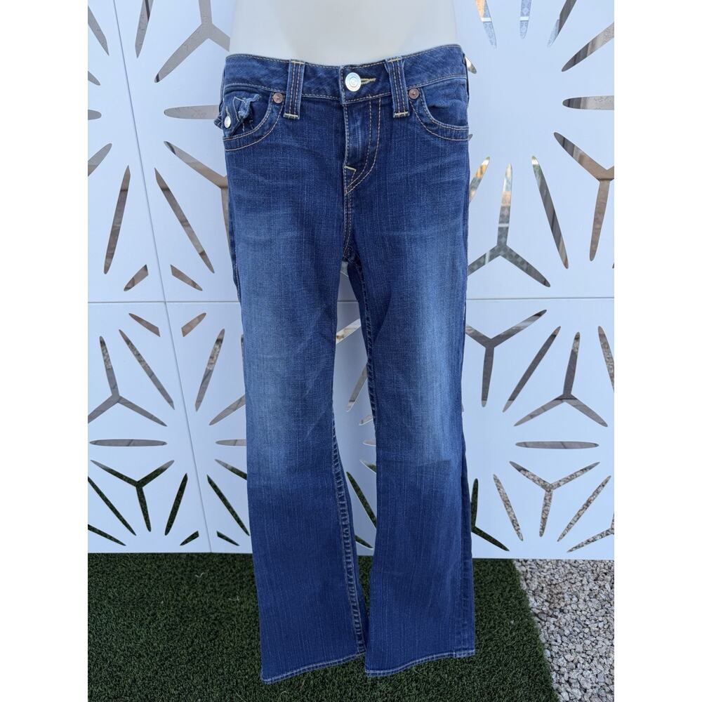 True Religion Bootcut Jeans Becky Women's 26 Flap Pocket Dark Blue Stretch